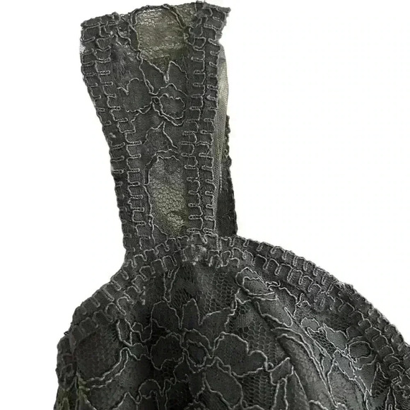 Mori Lee Dark Gray Lace Evening Gown Size 10 Sleeveless V-Neck Short Dress - Picture 10 of 16